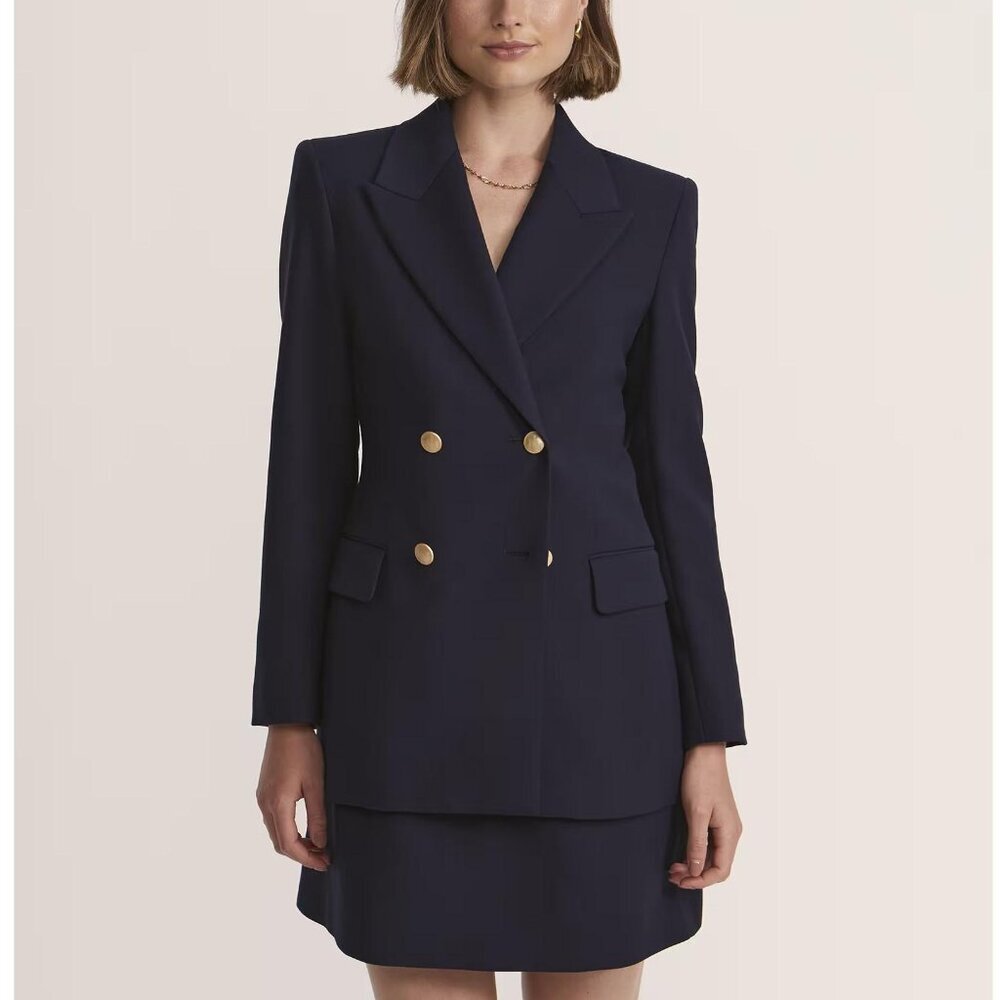 Theory Wool Double Breasted Blazer Jacket Coat Preppy Academia Old Money Luxury - Picture 2 of 11